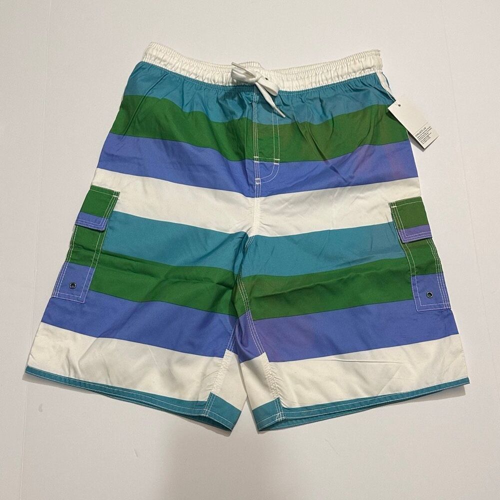 Chalaco Striped Swim Trunks blue, green | Men Size 18/ XL